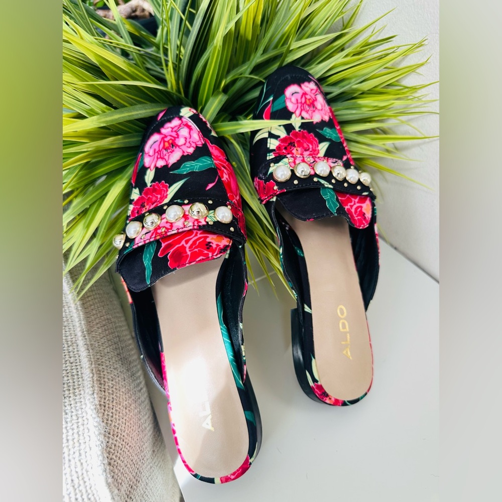 Aldo | Floral Pearled Mules